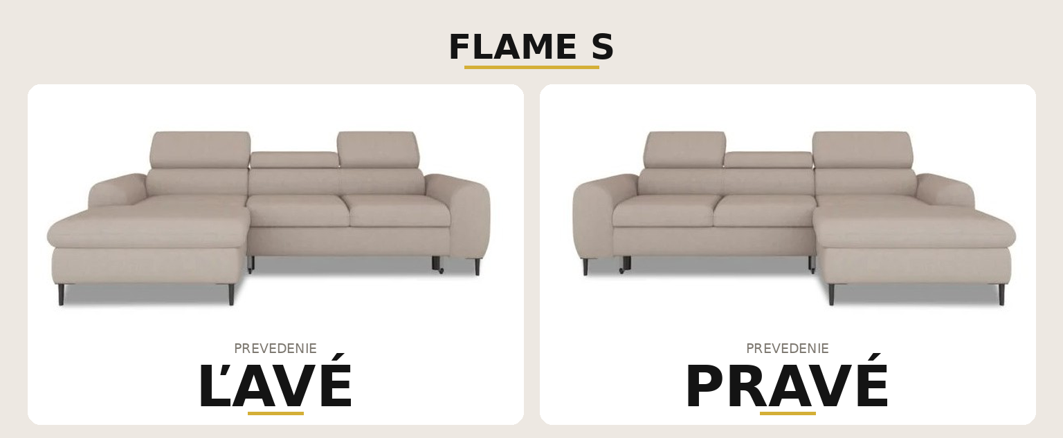 Sedacia súprava FLAME S – ľavé a pravé prevedenie